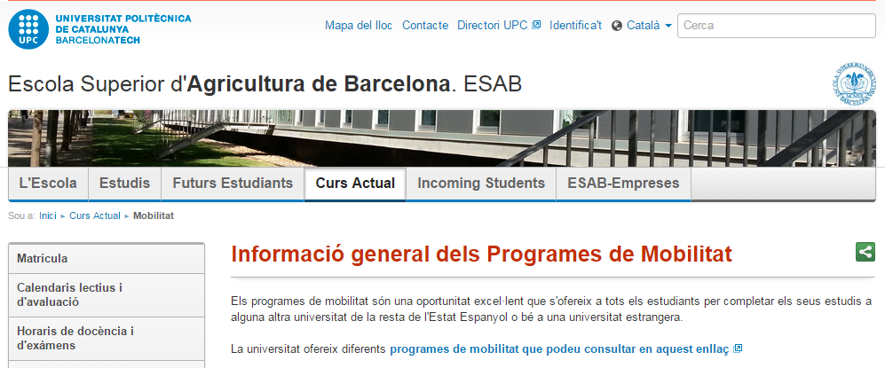 ESAB web on està la informació dels Programes d'Intercanvi
